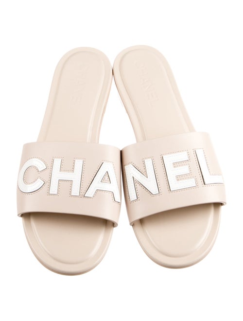 Chanel Interlocking CC Logo Leather Slides