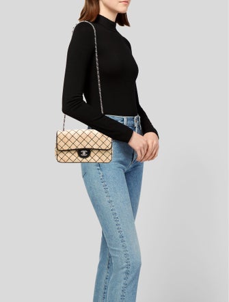 Chanel Classic Medium Raffia Single Flap Bag