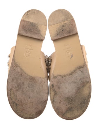 Chanel Interlocking CC Logo Leather Slides