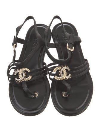 Chanel 2023 Interlocking CC Logo Slingback Sandals
