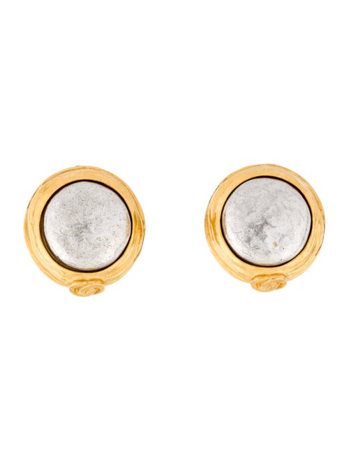 Chanel Two-Tone Hammered Clip-On Earrings