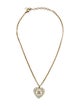 Chanel 2022 Faux Pearl & Strass CC Heart Pendant Necklace