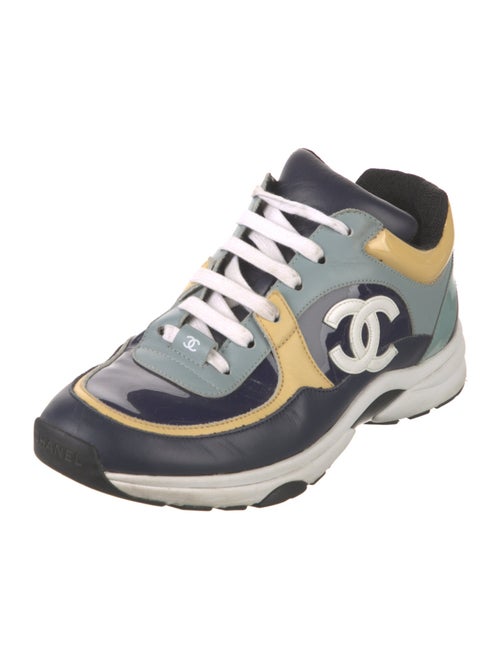 Chanel Interlocking CC Logo Patent Leather Sneakers