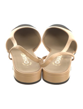 Chanel Interlocking CC Logo Leather Slingback Flats