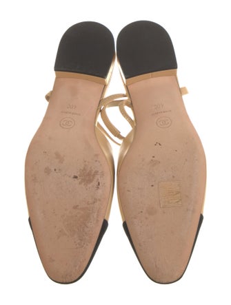 Chanel Interlocking CC Logo Leather Slingback Flats