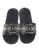 Chanel Interlocking CC Logo Tweed Slides