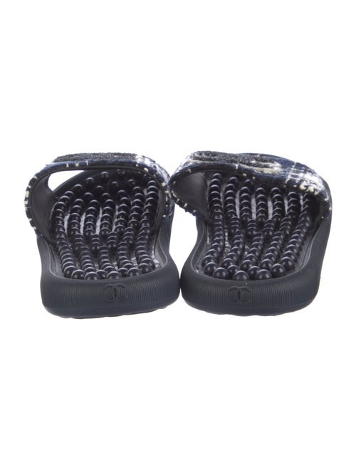 Chanel Interlocking CC Logo Tweed Slides