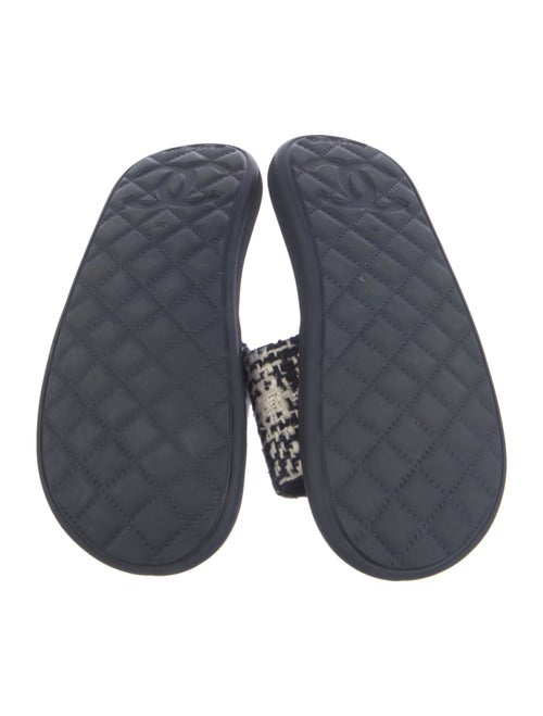 Chanel Interlocking CC Logo Tweed Slides
