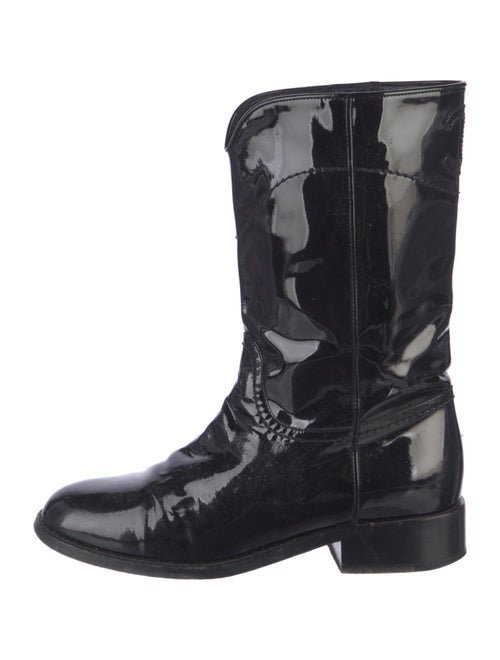 Chanel Interlocking CC Logo Patent Leather Combat Boots
