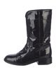 Chanel Interlocking CC Logo Patent Leather Combat Boots
