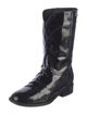 Chanel Interlocking CC Logo Patent Leather Combat Boots