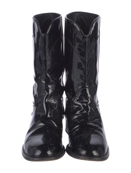 Chanel Interlocking CC Logo Patent Leather Combat Boots