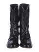 Chanel Interlocking CC Logo Patent Leather Combat Boots
