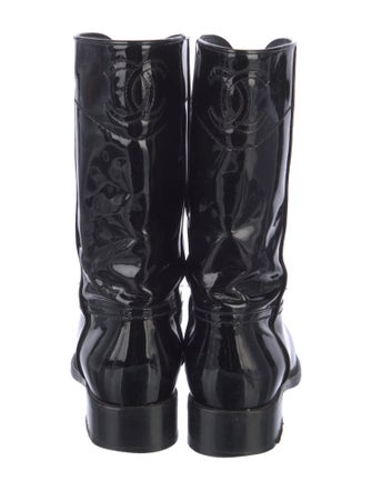 Chanel Interlocking CC Logo Patent Leather Combat Boots