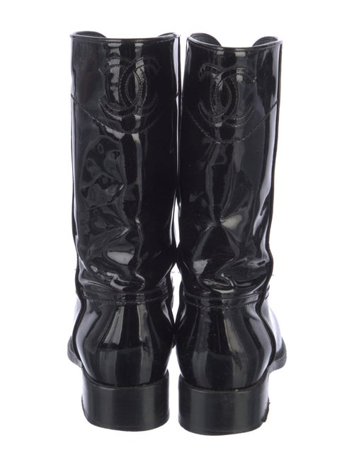Chanel Interlocking CC Logo Patent Leather Combat Boots