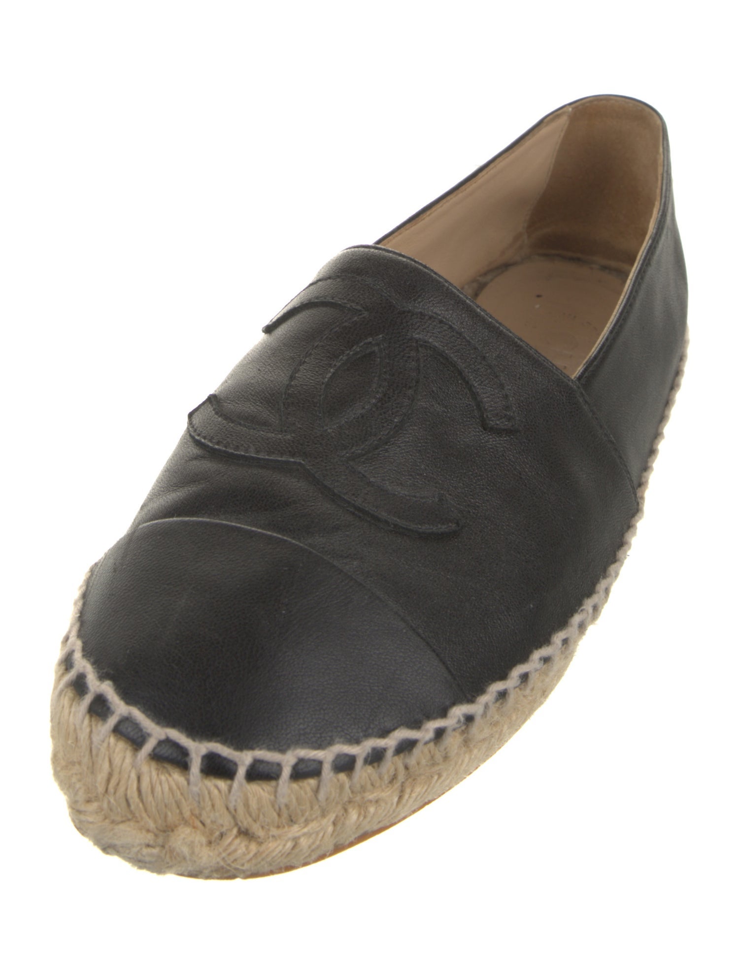 Chanel Interlocking CC Logo Leather Espadrilles