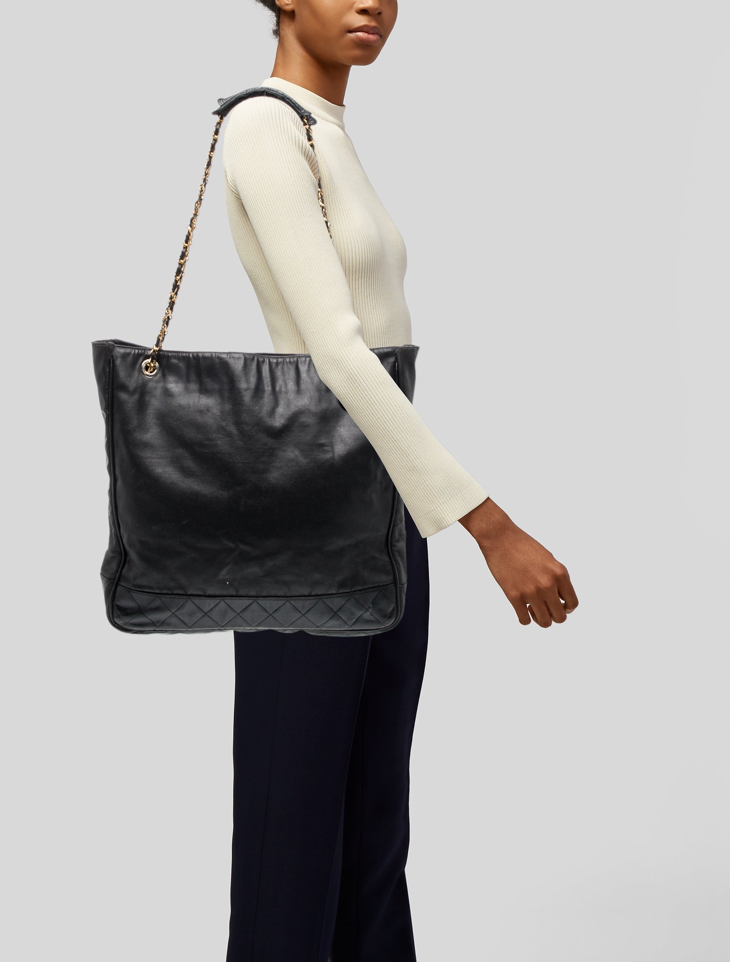 Chanel CC Quilted Shopping Tote