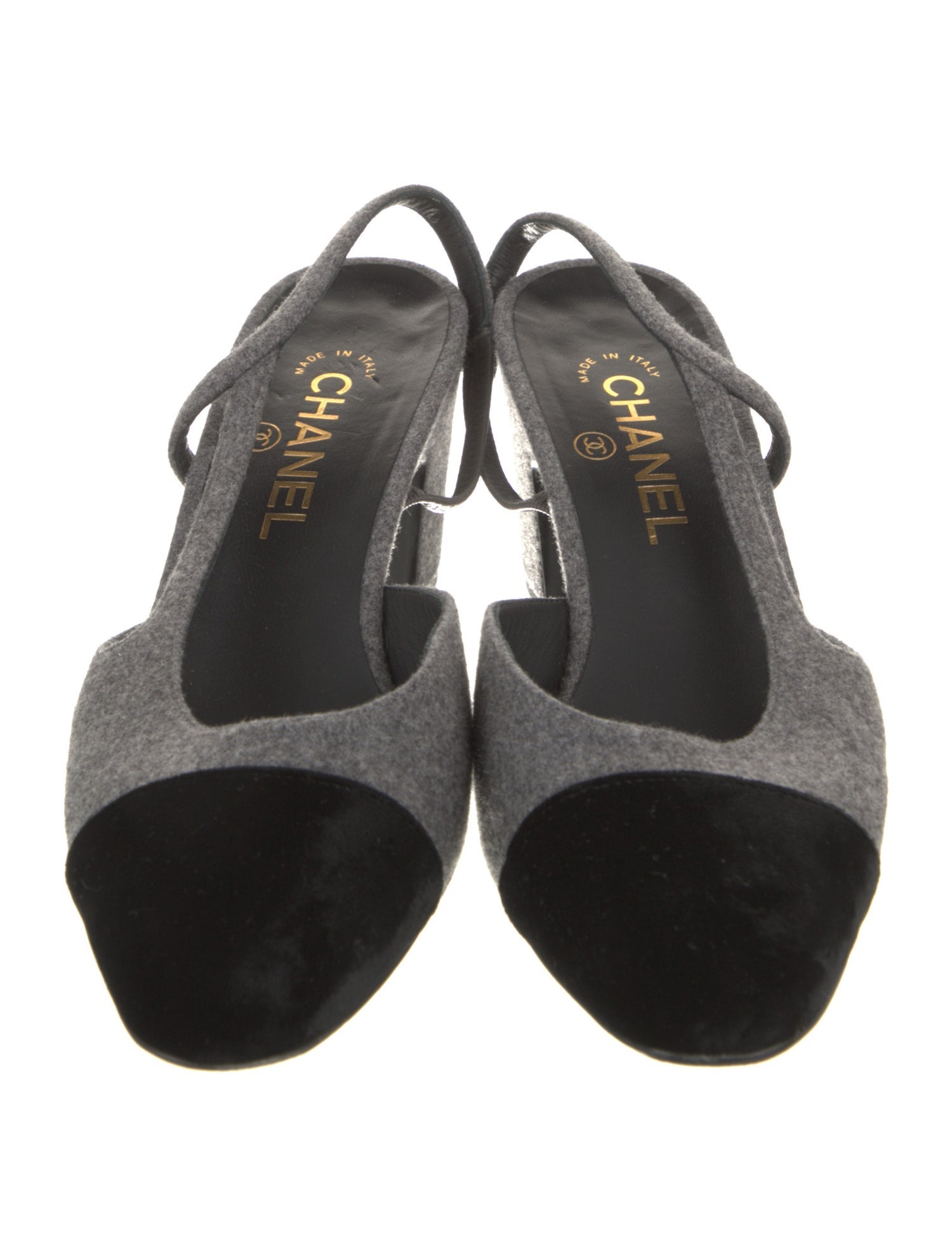 Chanel Interlocking CC Logo Wool Slingback Pumps