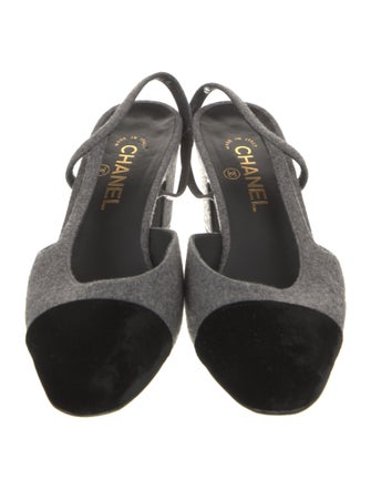 Chanel Interlocking CC Logo Wool Slingback Pumps