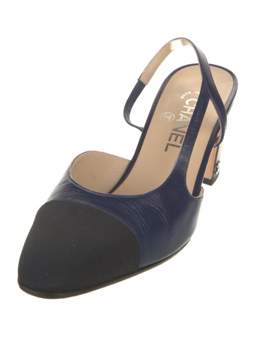 Chanel Interlocking CC Logo Leather Slingback Pumps