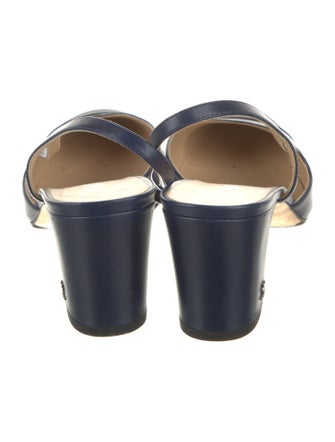 Chanel Interlocking CC Logo Leather Slingback Pumps