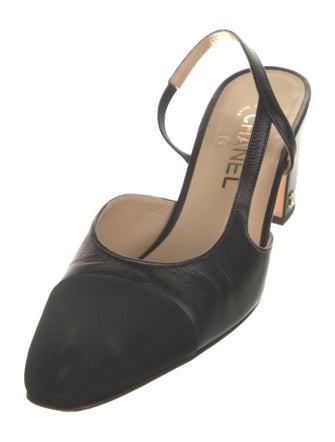 Chanel Interlocking CC Logo Leather Slingback Pumps