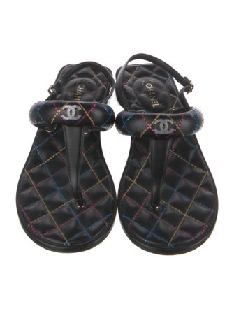 Chanel Leather T-Strap Sandals