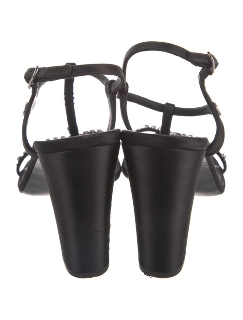 Chanel Interlocking CC Logo Satin T-Strap Sandals