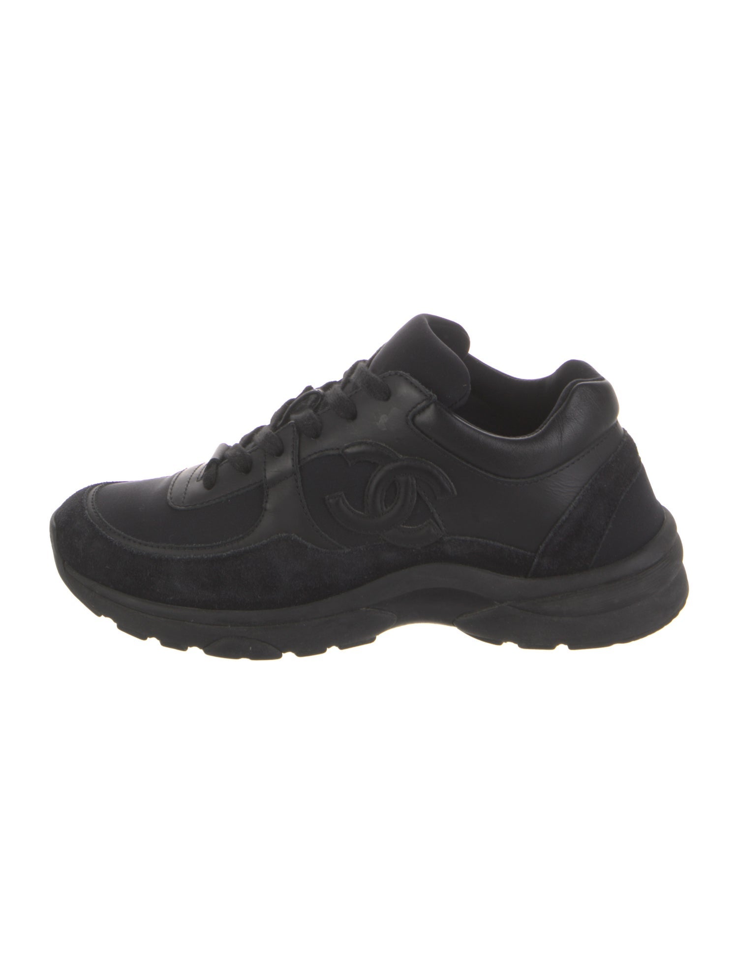 Chanel Interlocking CC Logo Leather Chunky Sneakers