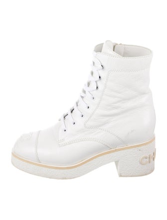 Chanel Interlocking CC Logo Patent Leather Combat Boots