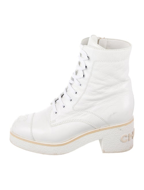 Chanel Interlocking CC Logo Patent Leather Combat Boots