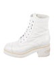 Chanel Interlocking CC Logo Patent Leather Combat Boots