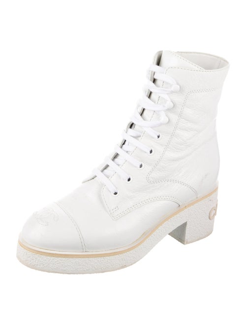 Chanel Interlocking CC Logo Patent Leather Combat Boots
