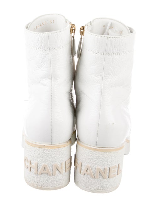 Chanel Interlocking CC Logo Patent Leather Combat Boots