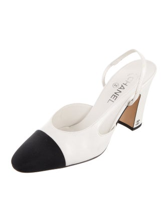 Chanel Interlocking CC Logo Goat Leather Slingback Pumps