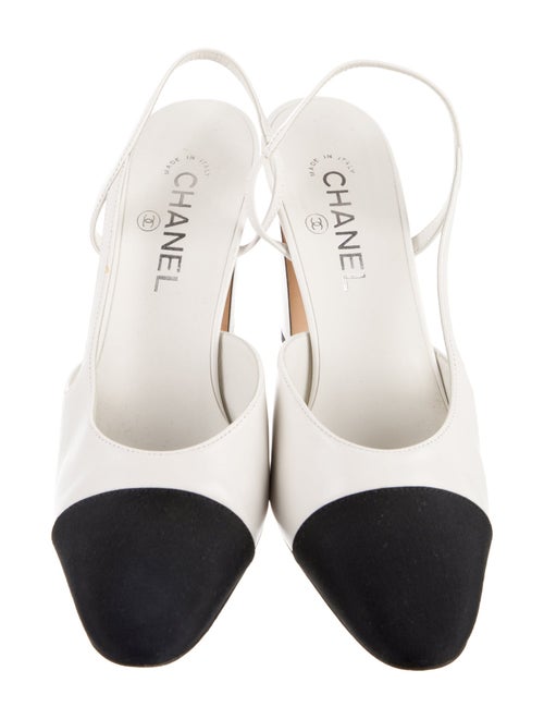 Chanel Interlocking CC Logo Goat Leather Slingback Pumps