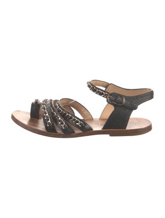 Chanel Interlocking CC Logo Leather Sandals