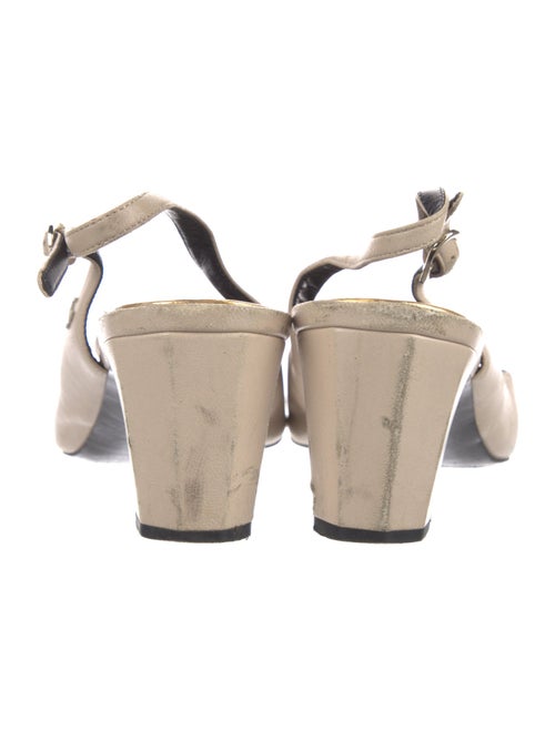 Chanel Interlocking CC Logo Leather Slingback Pumps