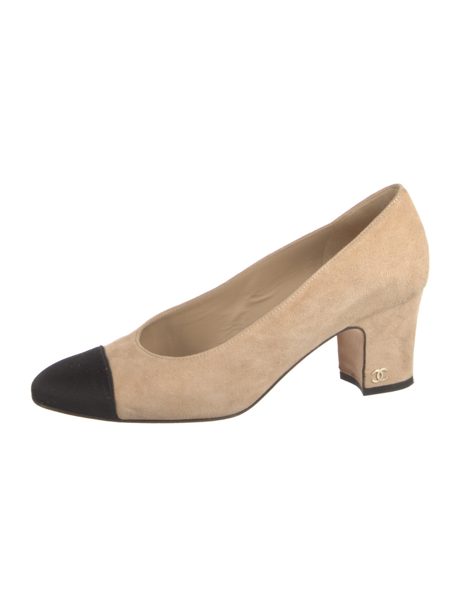 Chanel Interlocking CC Logo Suede Pumps