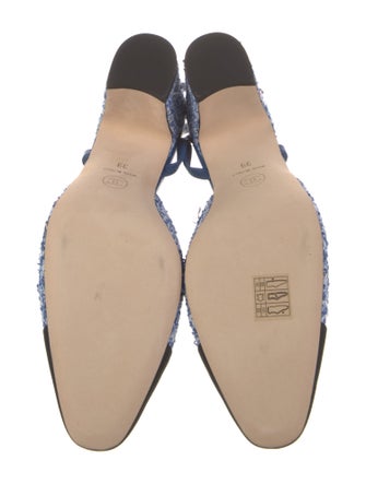 Chanel Interlocking CC Logo Tweed Slingback Pumps