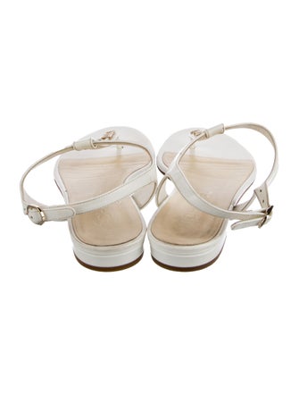 Chanel Interlocking CC Logo Leather T-Strap Sandals