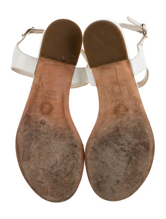 Chanel Interlocking CC Logo Leather T-Strap Sandals