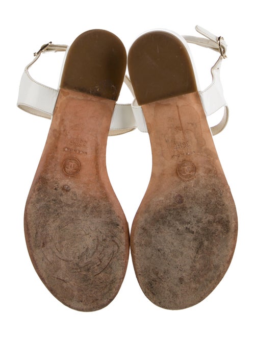 Chanel Interlocking CC Logo Leather T-Strap Sandals