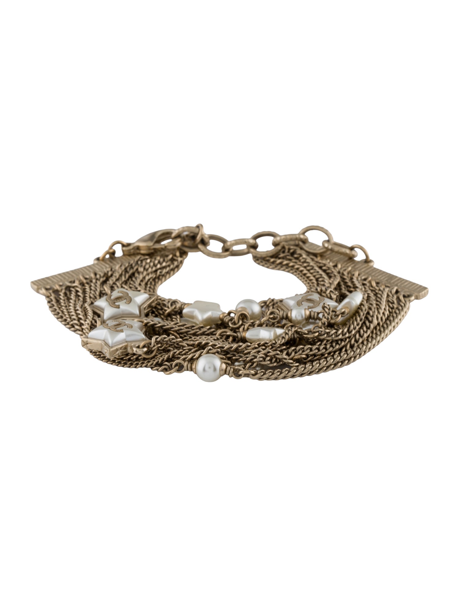 Chanel Faux Pearl CC Star Multistrand Bracelet