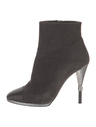 Chanel Interlocking CC Logo Suede Boots