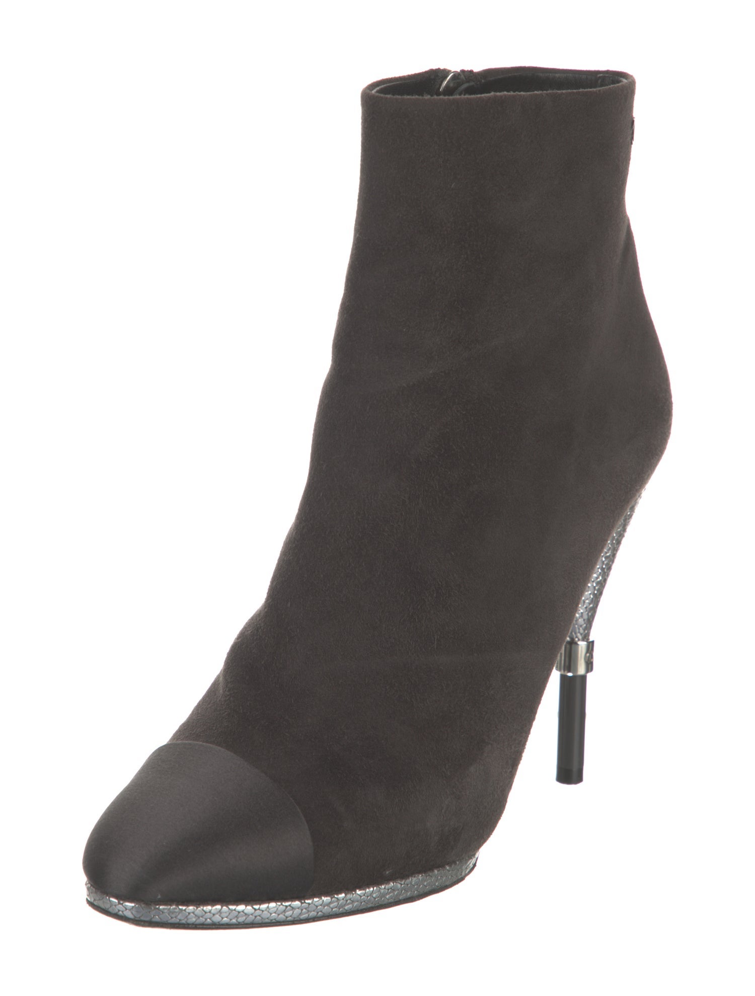 Chanel Interlocking CC Logo Suede Boots