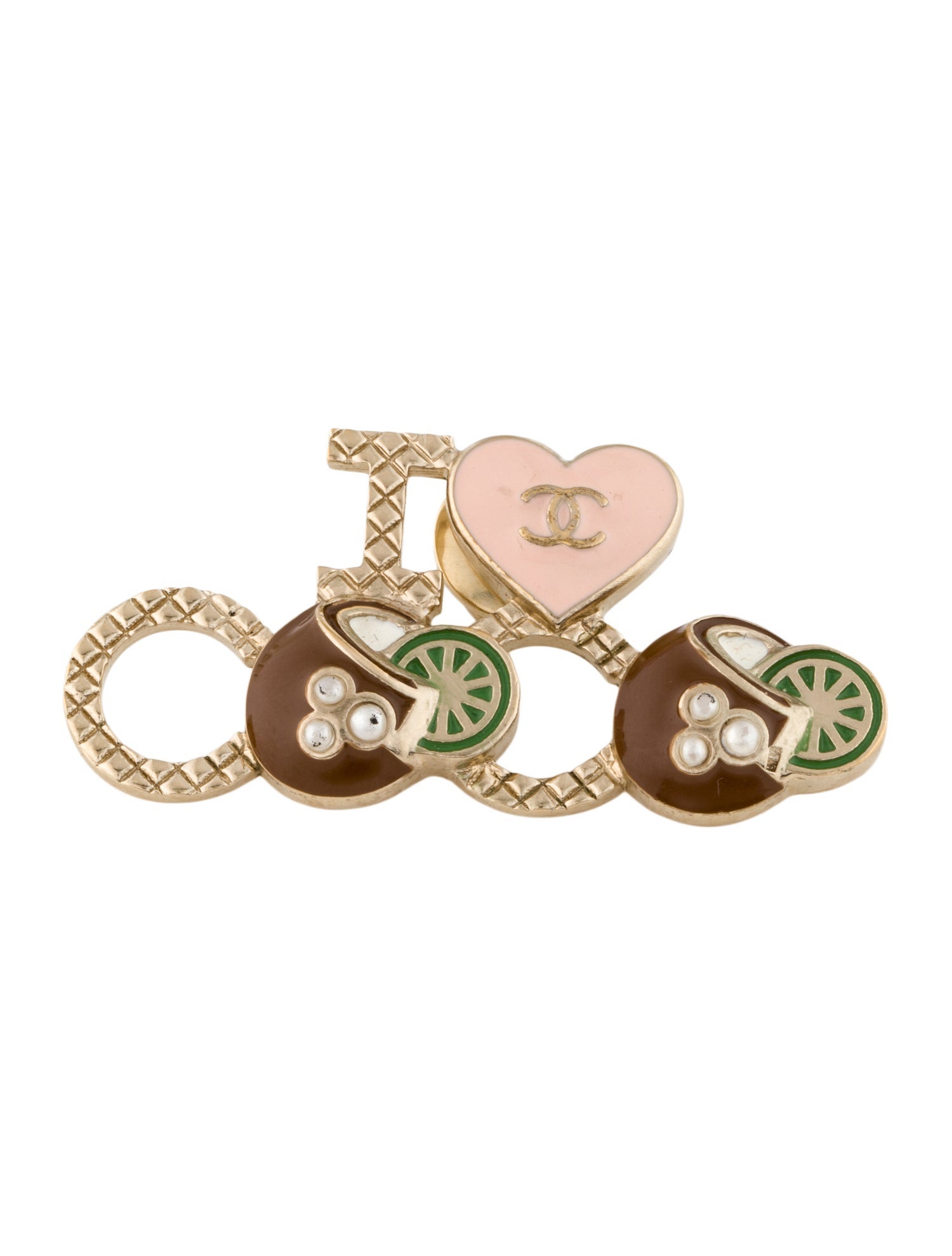 Chanel Faux Pearl & Enamel 'I Love Coco' Brooch