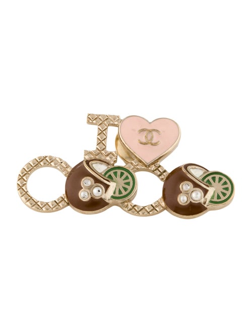 Chanel Faux Pearl & Enamel 'I Love Coco' Brooch