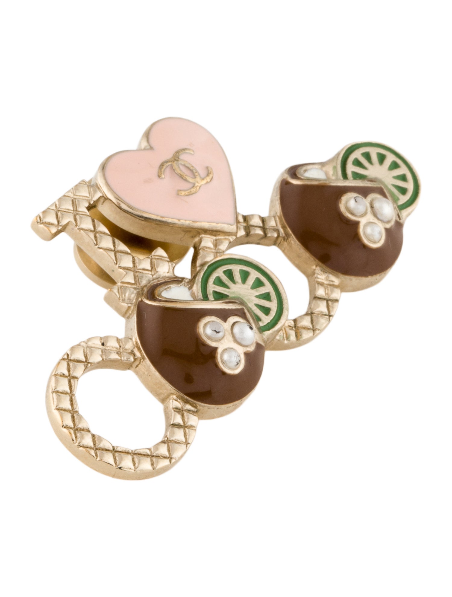 Chanel Faux Pearl & Enamel 'I Love Coco' Brooch