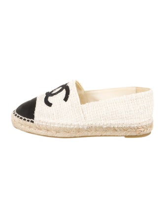 Chanel Interlocking CC Logo Tweed Espadrilles